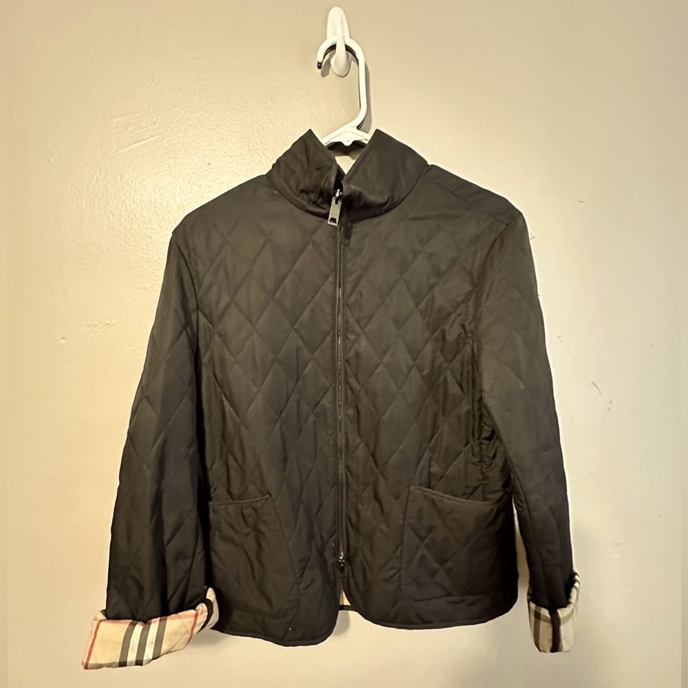 Burberry London Women’s Black Nova Check Diamond Quilted Coat